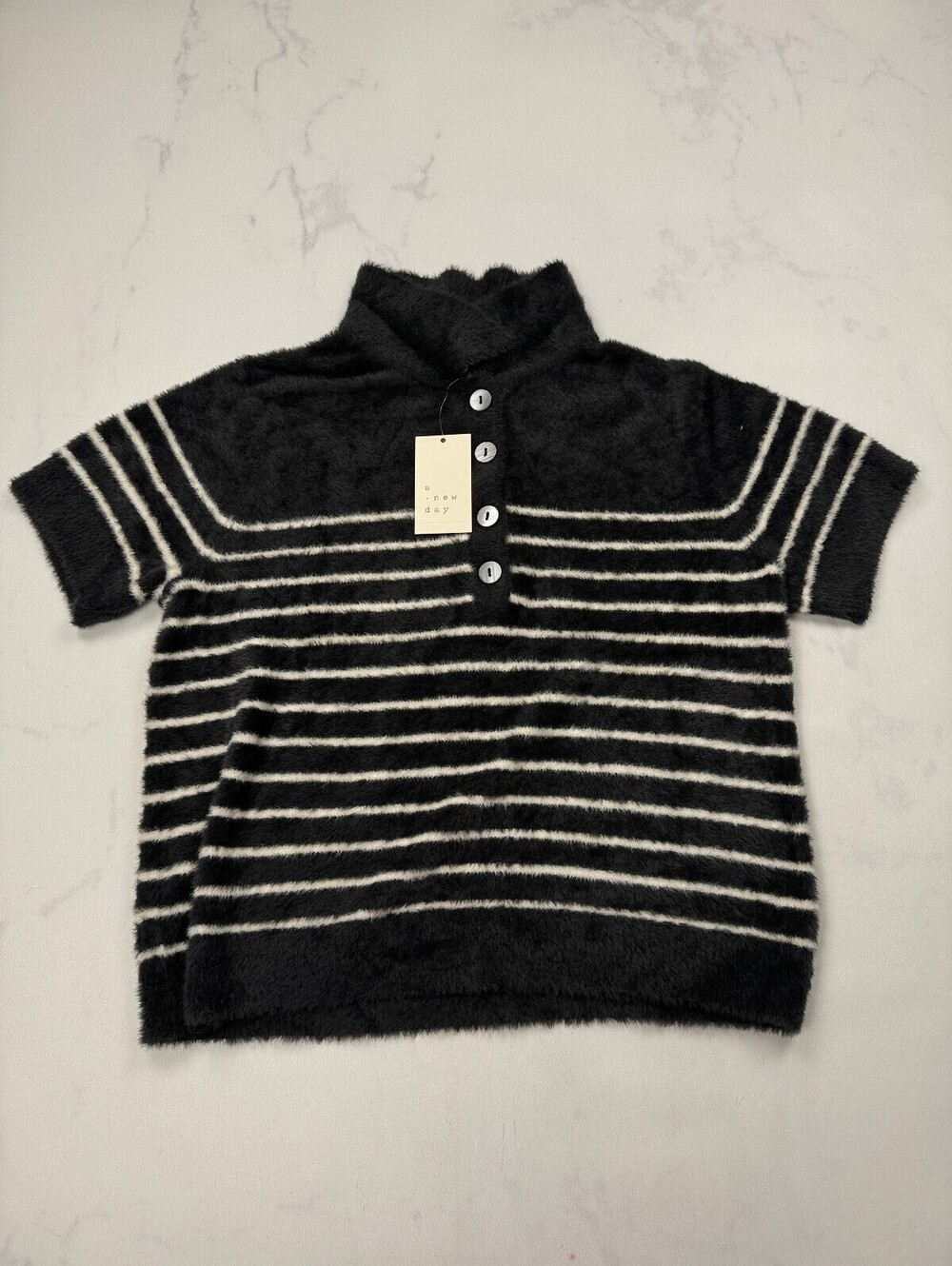 A New Day Striped Sweater Sweater Black Modern Classic Style - Womens M